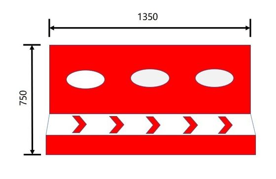 ไม้กั้นถนน Roto Molded Products แบบหมุนได้ 1350x750มม. 3 รู